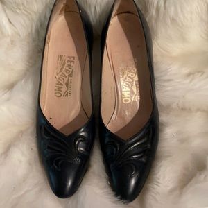 Salvatore Ferragamo blue heels. Size 7 1/2.